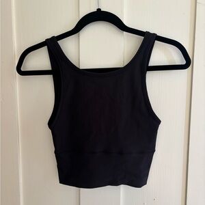 Black Ribbed Crop Tank Top